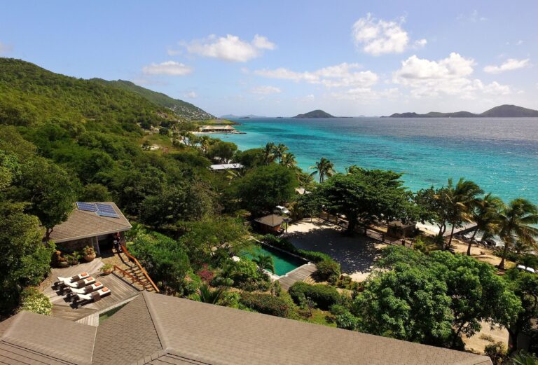 Aerial view of villa and out to sea