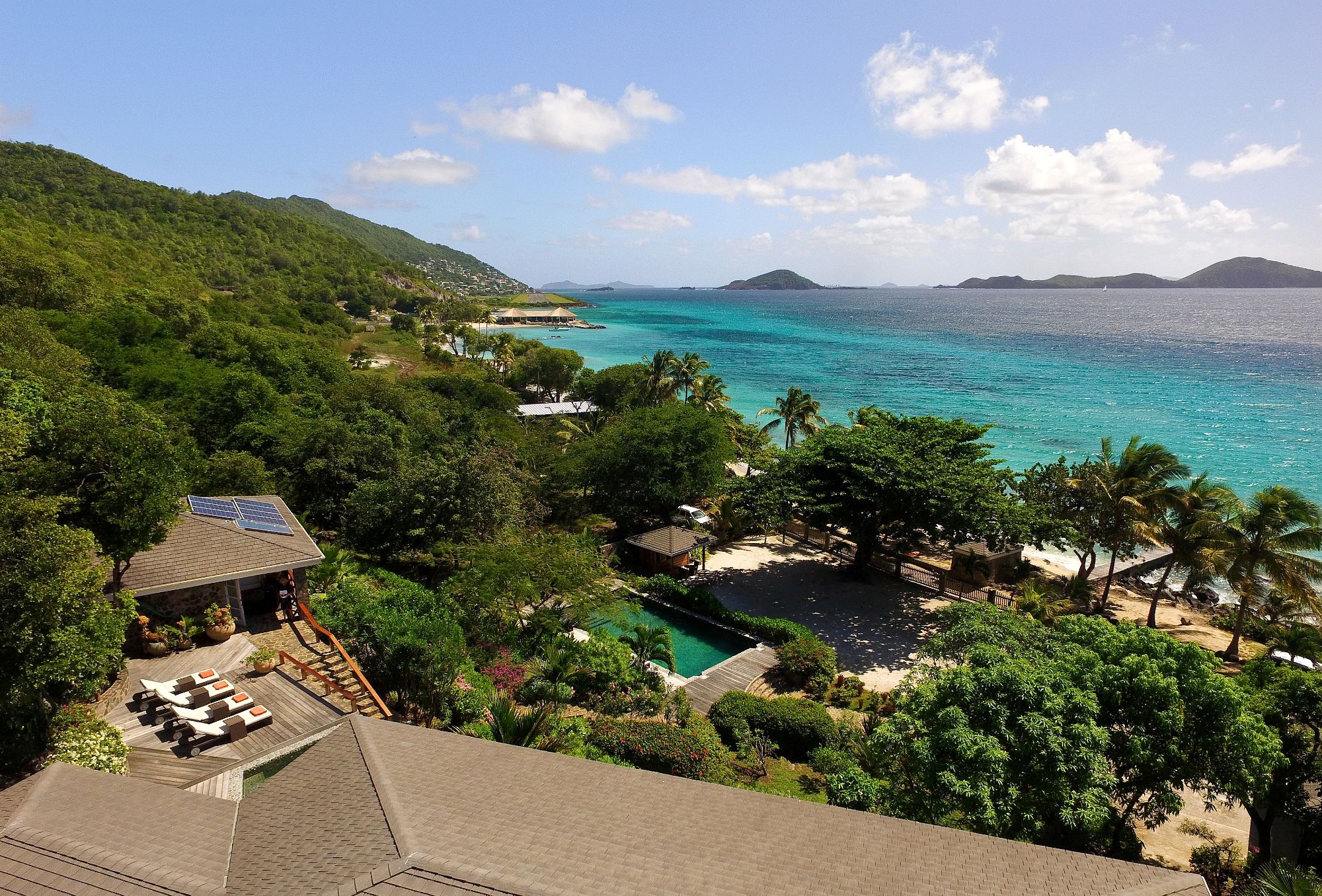 Aerial view of villa and out to sea
